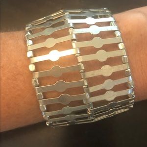 Unique design flexible silver cuff.